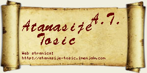 Atanasije Tošić vizit kartica